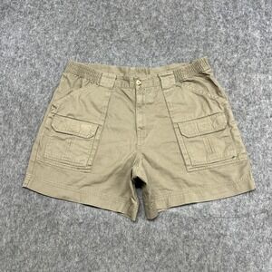 Outdoor Life Cargo Shorts Mens 36 Beige Elastic Waist Utility Pockets Hiking